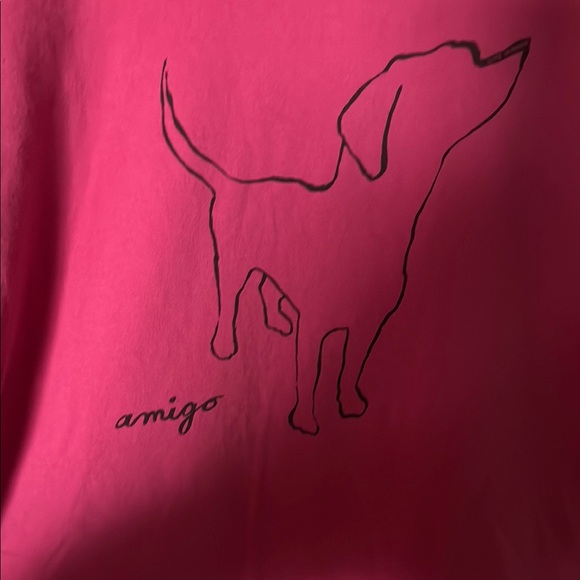 Life Is Good Pink Long Sleeve Tee with Dog Graphic. Size Medium - Picture 5 of 5
